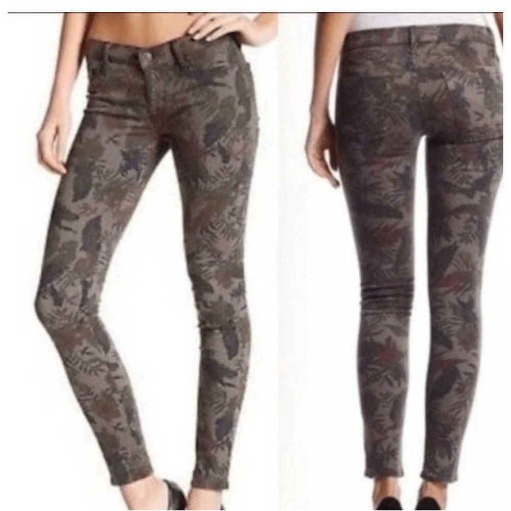 Hudson Krista Super Skinny Jeans Bramble Print Green Tropical Floral Size 27 NEW